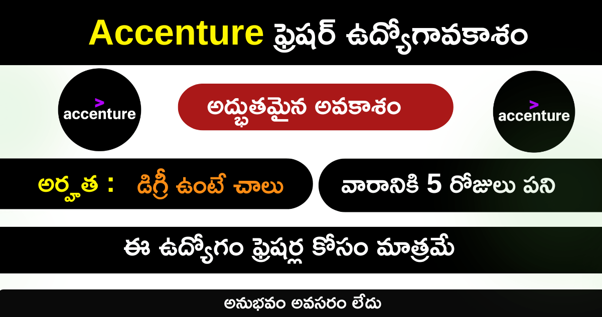 అనుభవం అవసరం లేదు – ఫ్రెషర్లు అప్లై చేయవచ్చు!