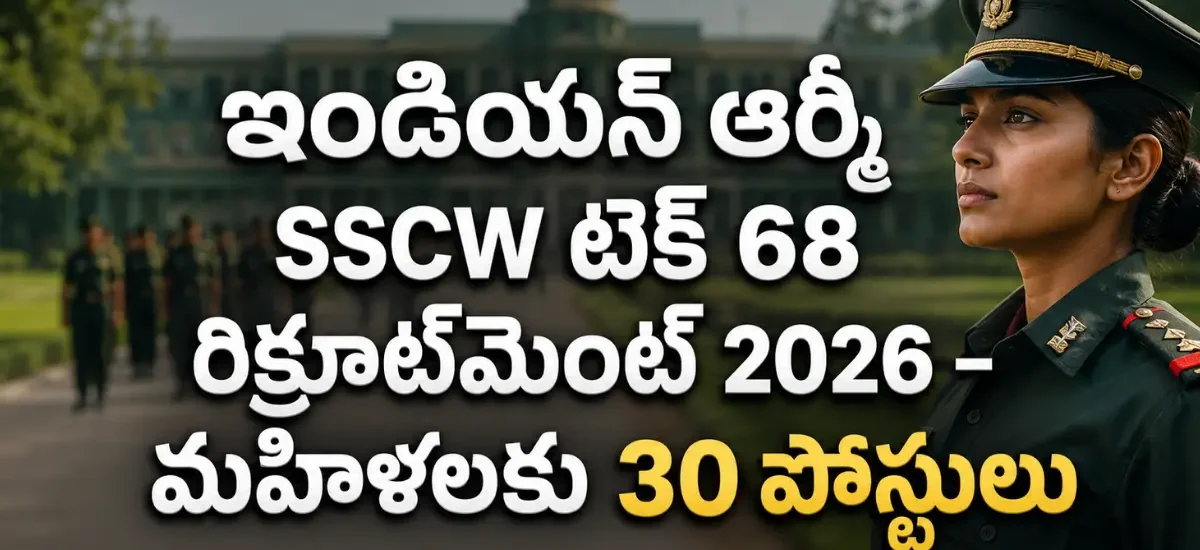Indian Army SSCW Tech 68 Recruitment 2026 – మహిళలకు 30 పోస్టులు