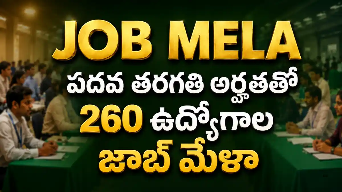 ధర్మవరంలో 28 ఆగస్టు 2026న జరిగే మెగా జాబ్ మేళాలో ఐదు ప్రైవేట్ సంస్థల ద్వారా మొత్తం 260 ఉద్యోగ అవకాశాల వివరాలు